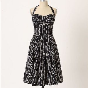Anthropologie black and white traced twirls dress as seen on Taylor Swift
